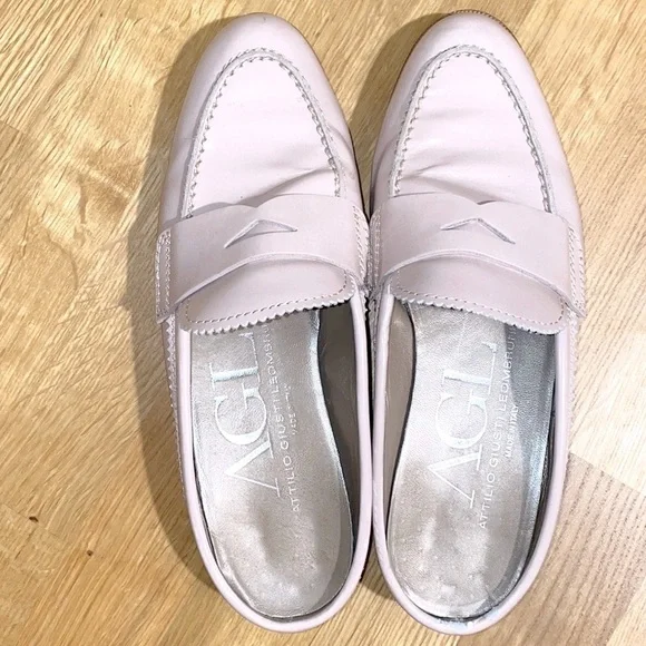 AGL Preppy Blush Patent Leather Penny Loafer Mule Slides Size 6 / EU 36 - Picture 5 of 13